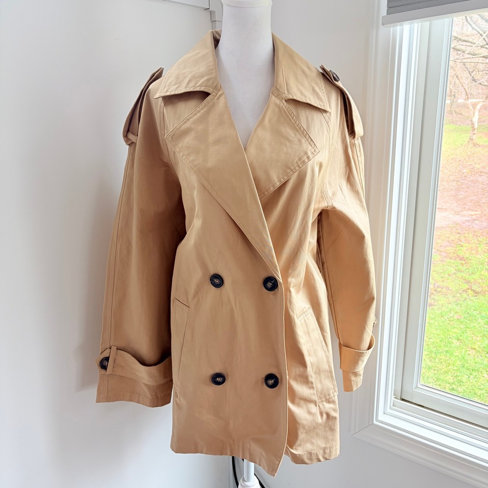 Bailey 44 Trench Coat Double Breasted Small Tan Classic Epaulette Capsule Jacket